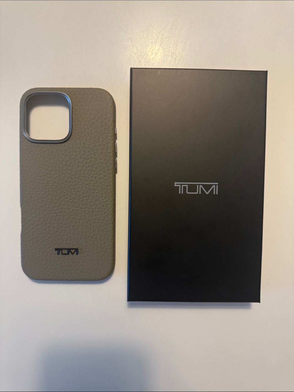 Tumi Gray Pebbled Leather iPhone Case for IPhone 16 Pro Max